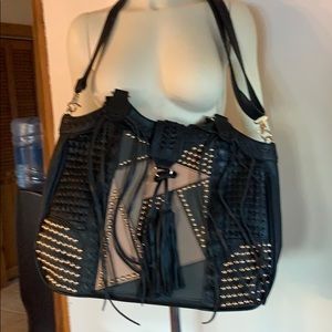 Fringed Beaded Leather Purse